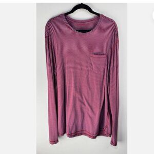 Lululemon Shirt Mens 5 Year Basic Long Sleeve Large Red Blue Striped XL/XXL